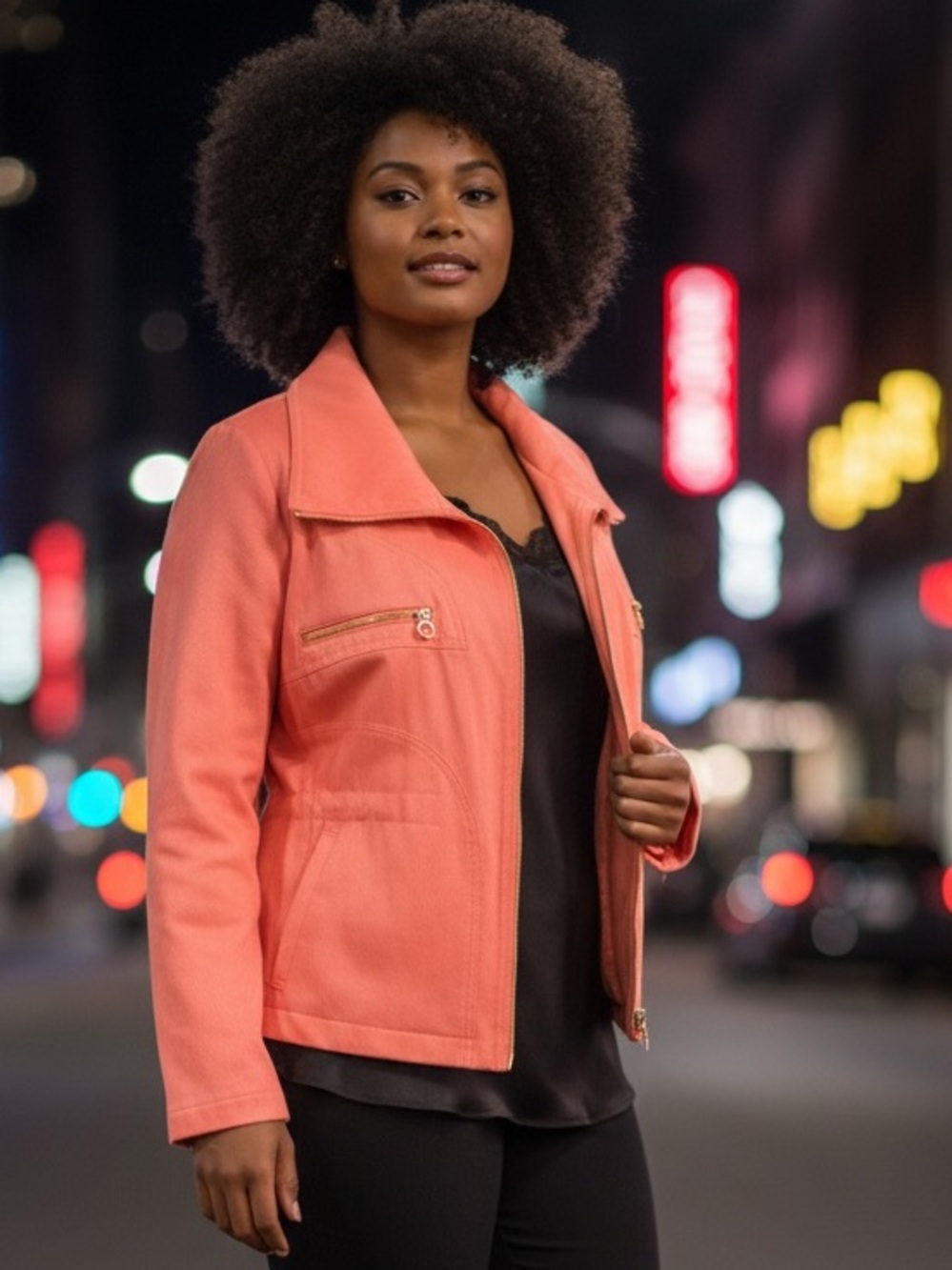 Dana Buchman Coral Utility Jacket with Gold Hardware